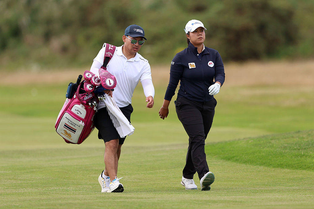 Arpichaya Yubol (right) in Final Qualifying action ahead of the AIG Women's Open